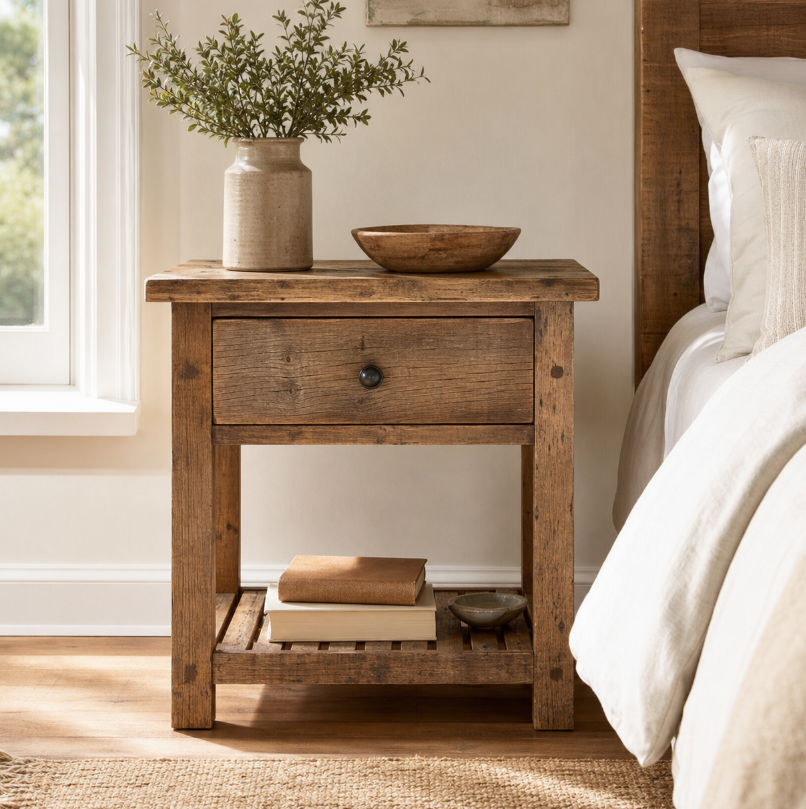 Rustic Charm Bedside Accent Table