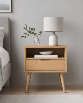 Scandinavian Style Nightstand with Tapered Legs