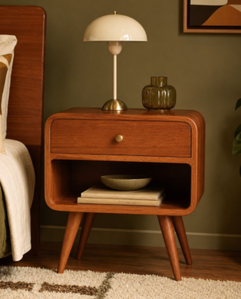 Mid-Century Modern Bedside Table with Angled Legs